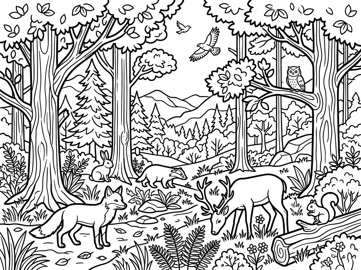 Nature and wildlife coloring page