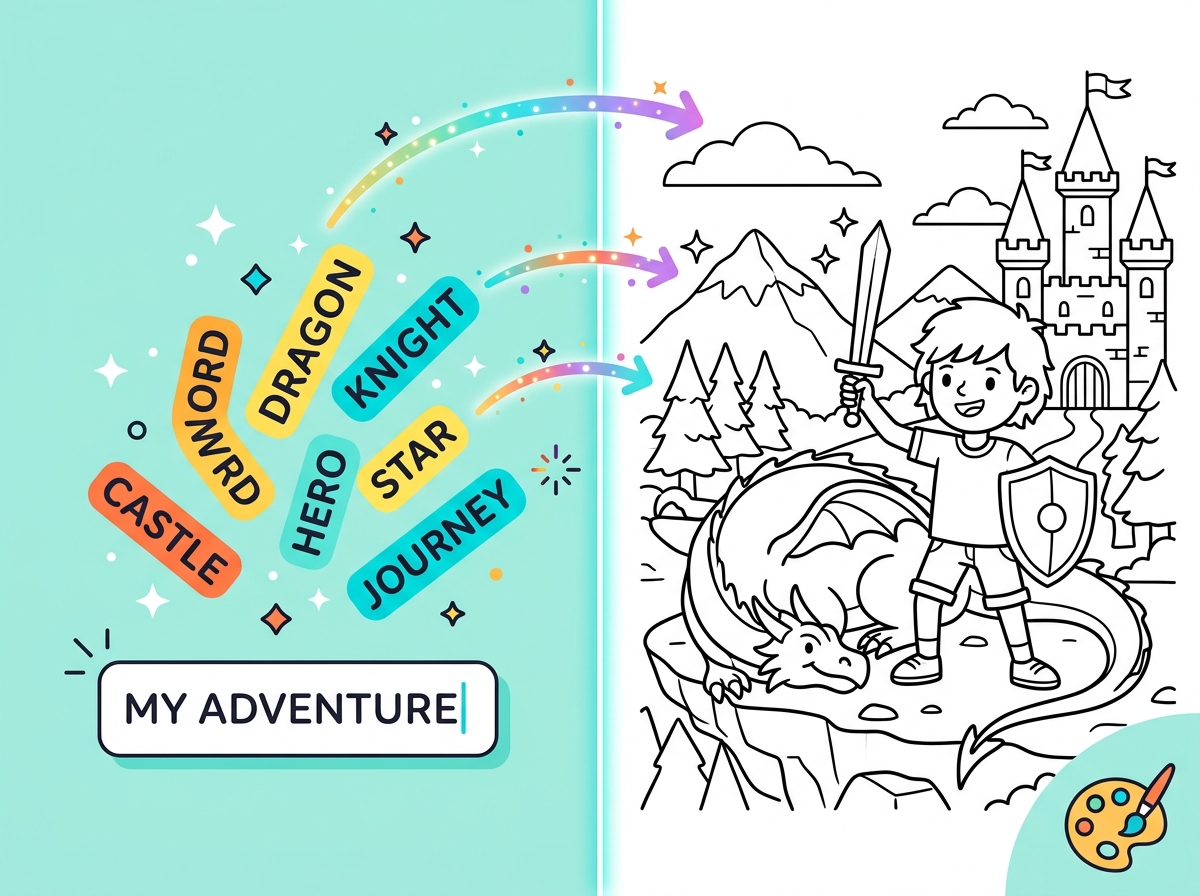 Text prompt to coloring page conversion