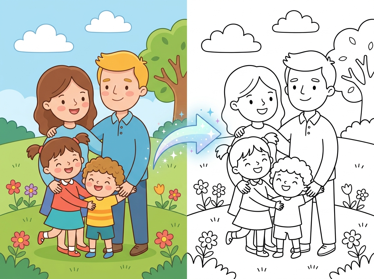 Photo conversion to coloring page