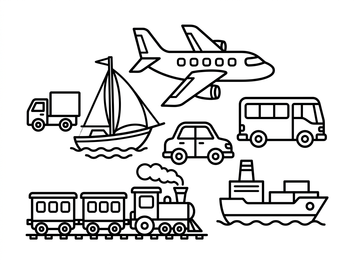 Vehicle and transportation coloring pages