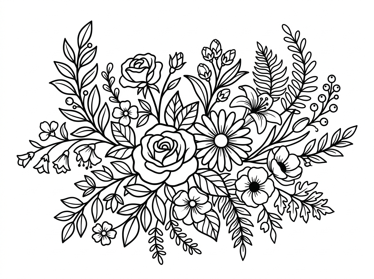 Floral design coloring page