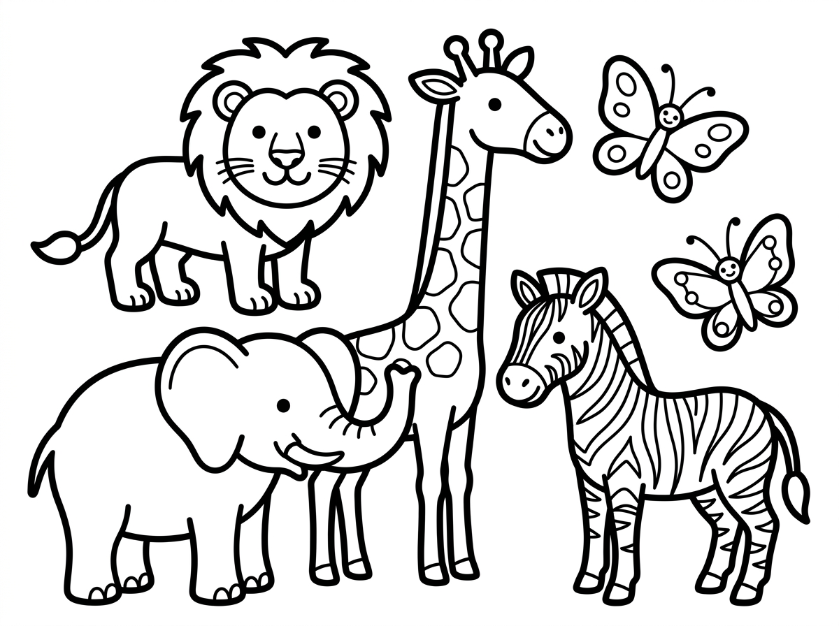 Kids animal coloring pages PDF printable