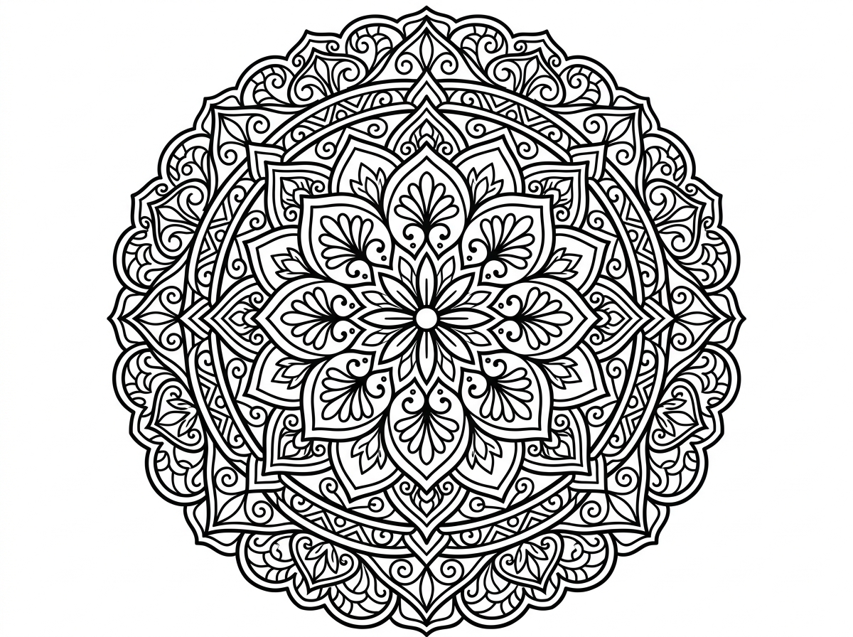 Adult mandala coloring page PDF download