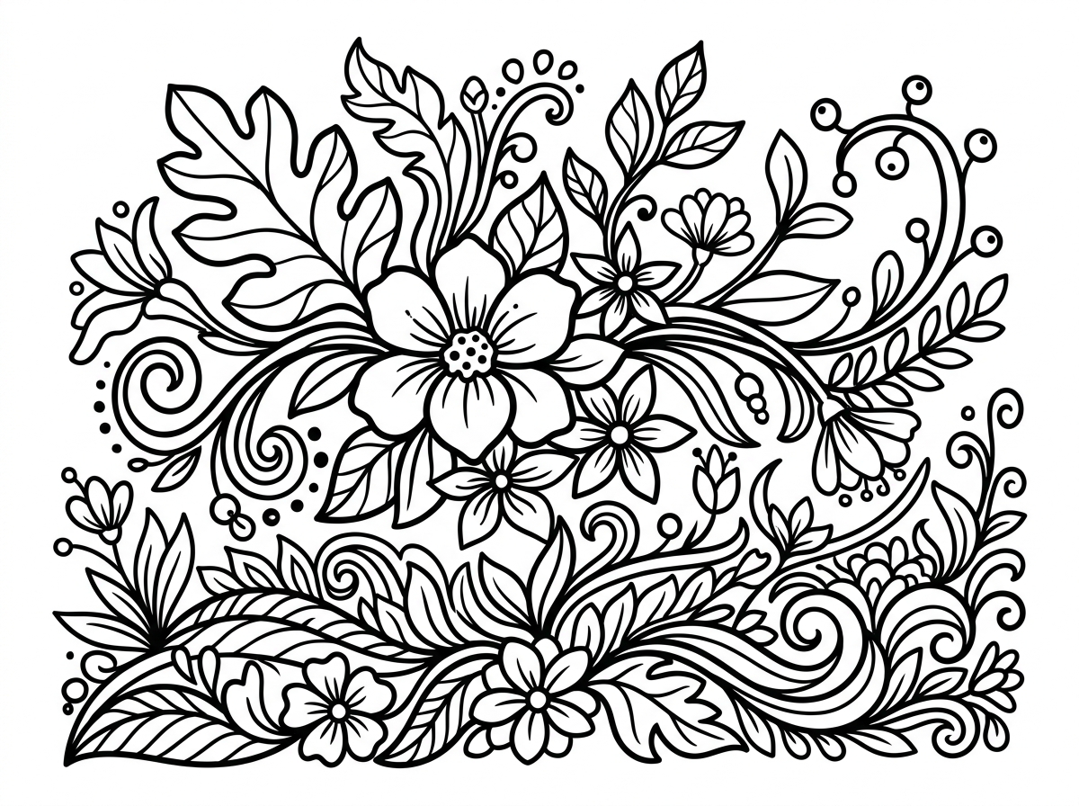 Nature botanical coloring page line art