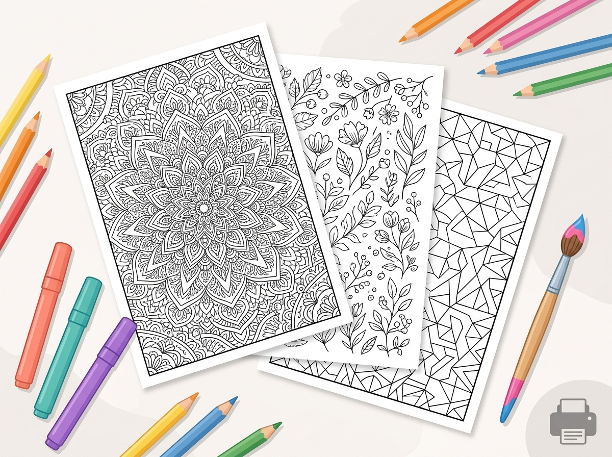 Adult detailed coloring page PDF print ready