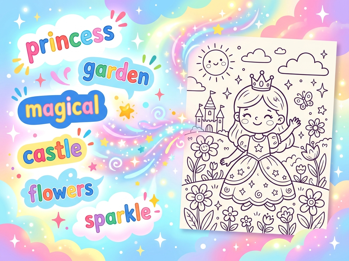 Text prompt creating coloring page