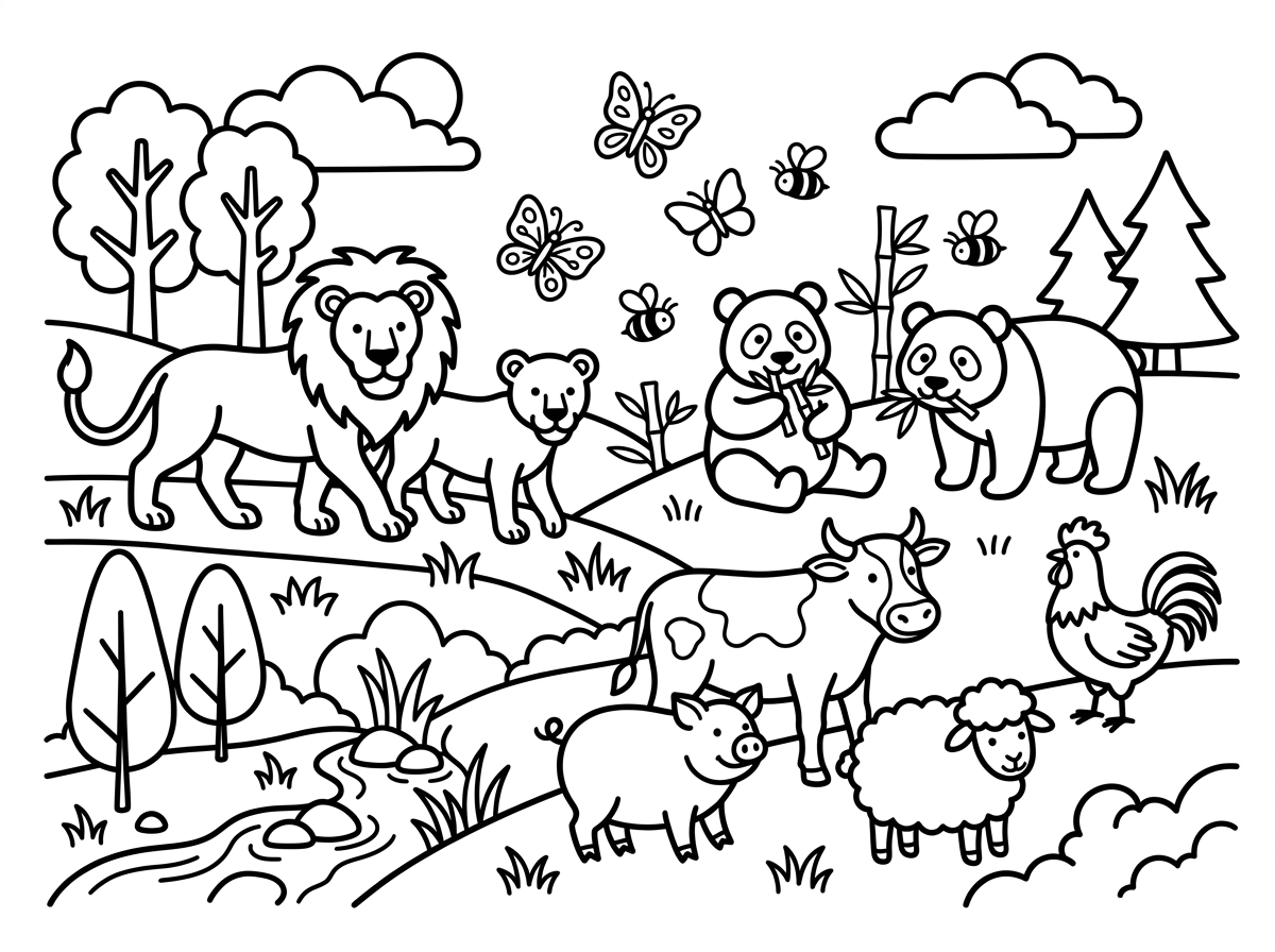 Animal coloring pages for kids printable