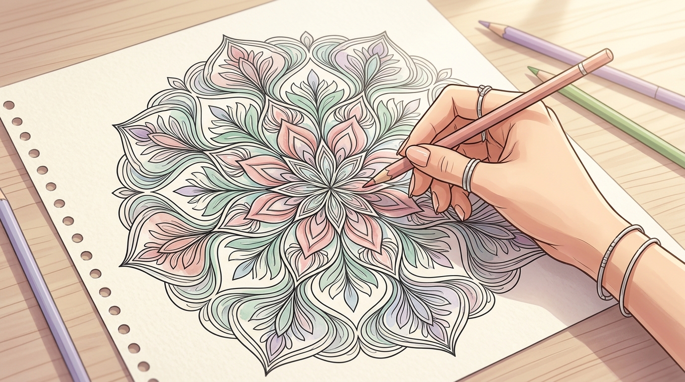 정교한 패턴과 디자인의 성인용 컬러링 도안