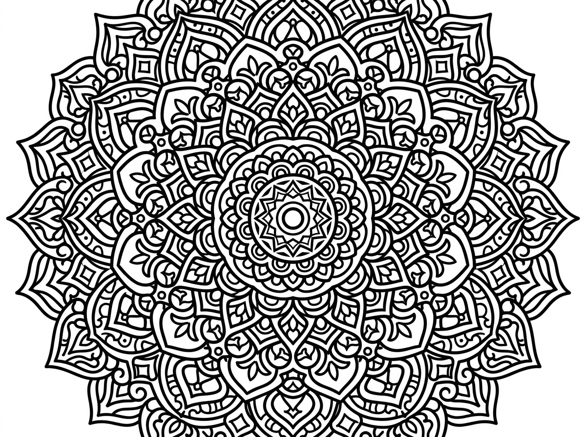 Detailed mandala coloring page for adults