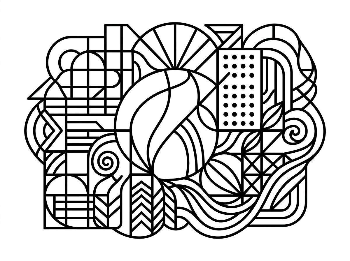 Abstract geometric coloring page for adults