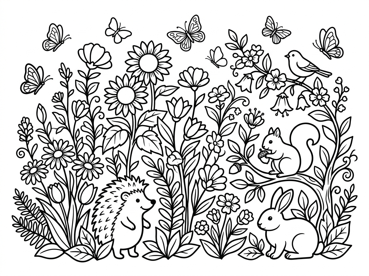 Nature flower garden coloring page