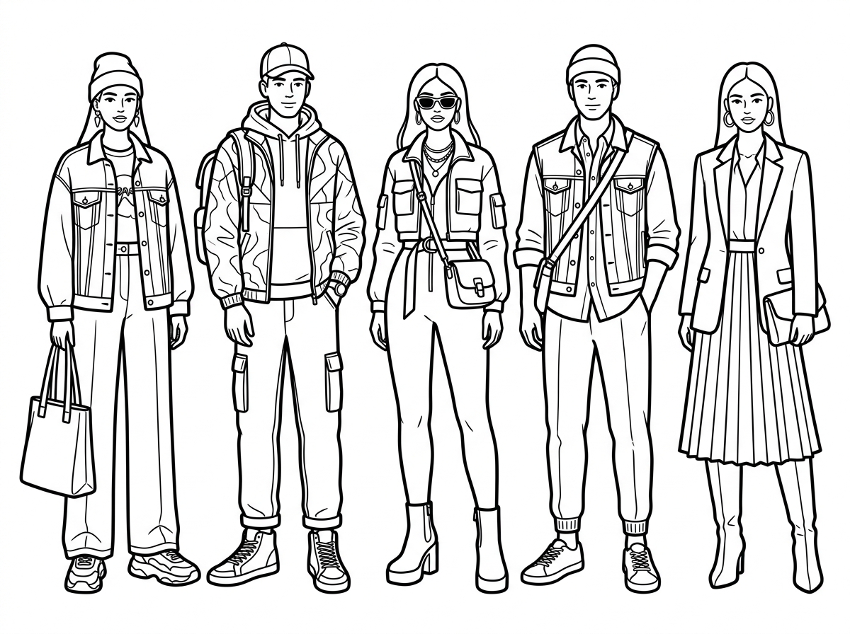 Fashion style coloring page design
