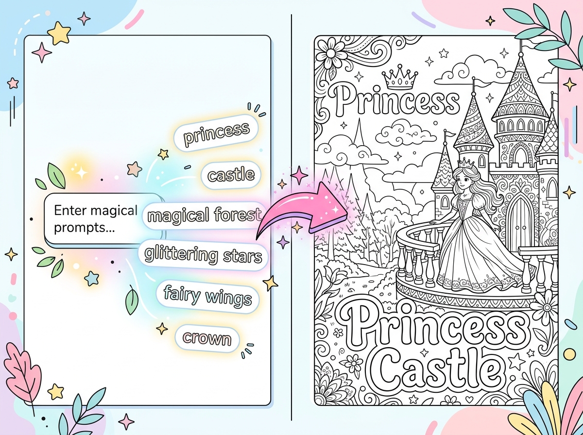 Text to coloring page conversion tool