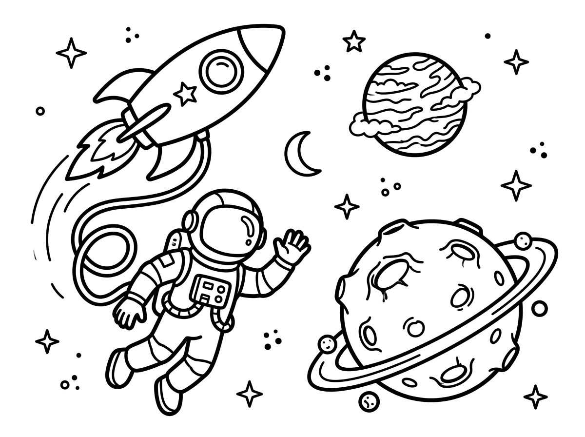 space coloring page printable for kids