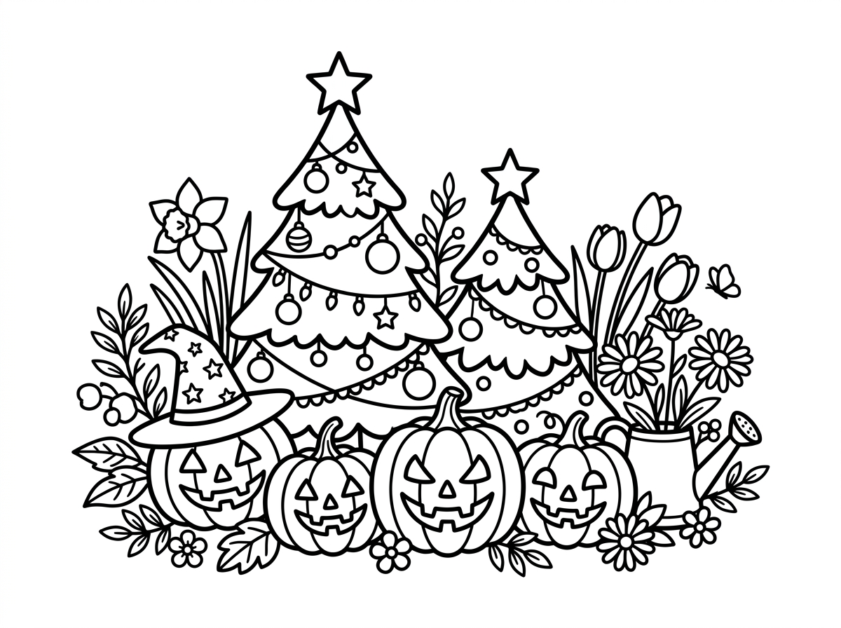 holiday seasonal coloring sheet for kids