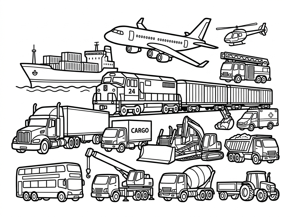 vehicle truck coloring page printable for kids