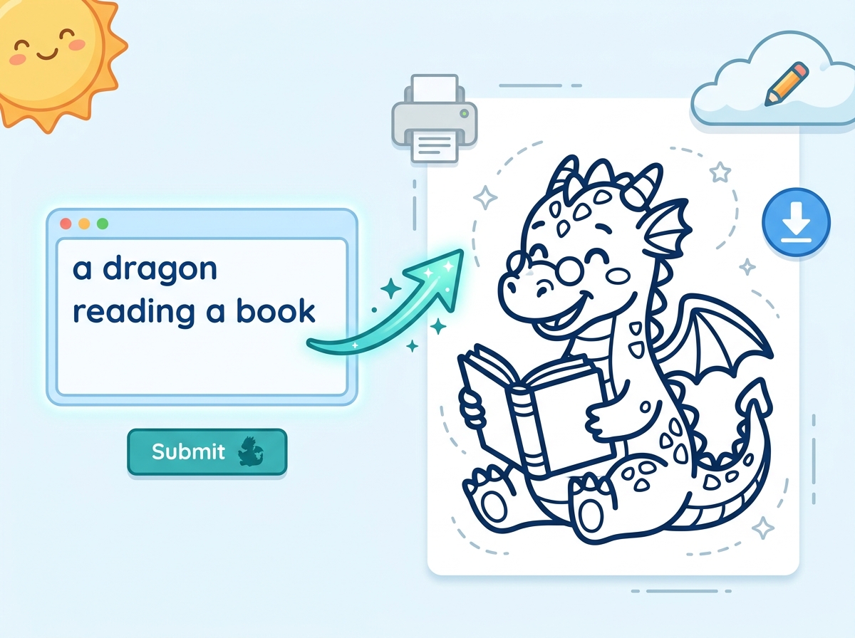 text to coloring page generator for kids