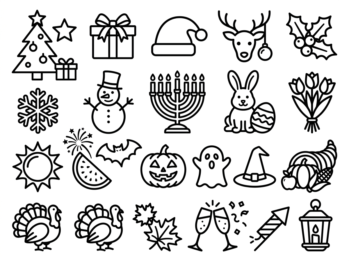 Seasonal coloring pages for holidays