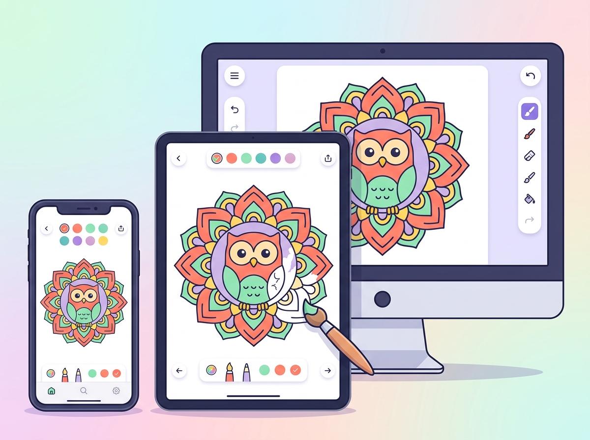 Online coloring interface for free coloring pages