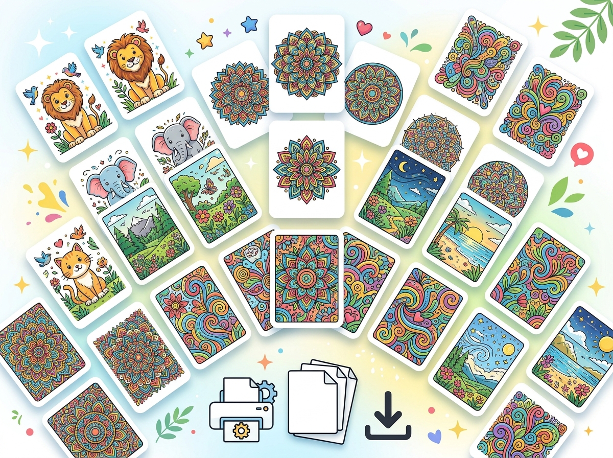 Printable coloring pages library collection