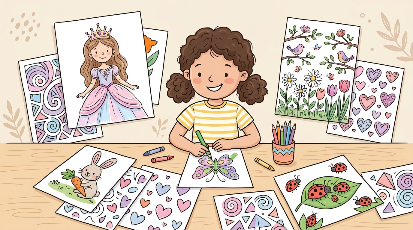 Prévia da coleção de desenhos para colorir para meninas