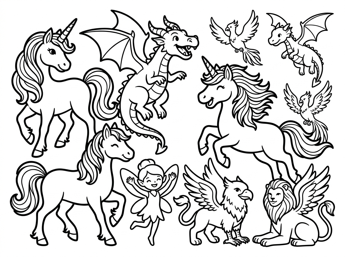 Unicorn magical creatures coloring pages