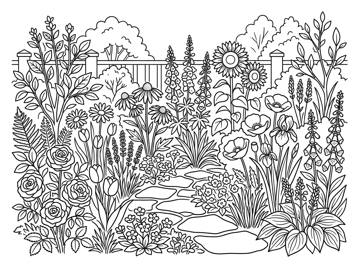 Flower garden coloring pages printable