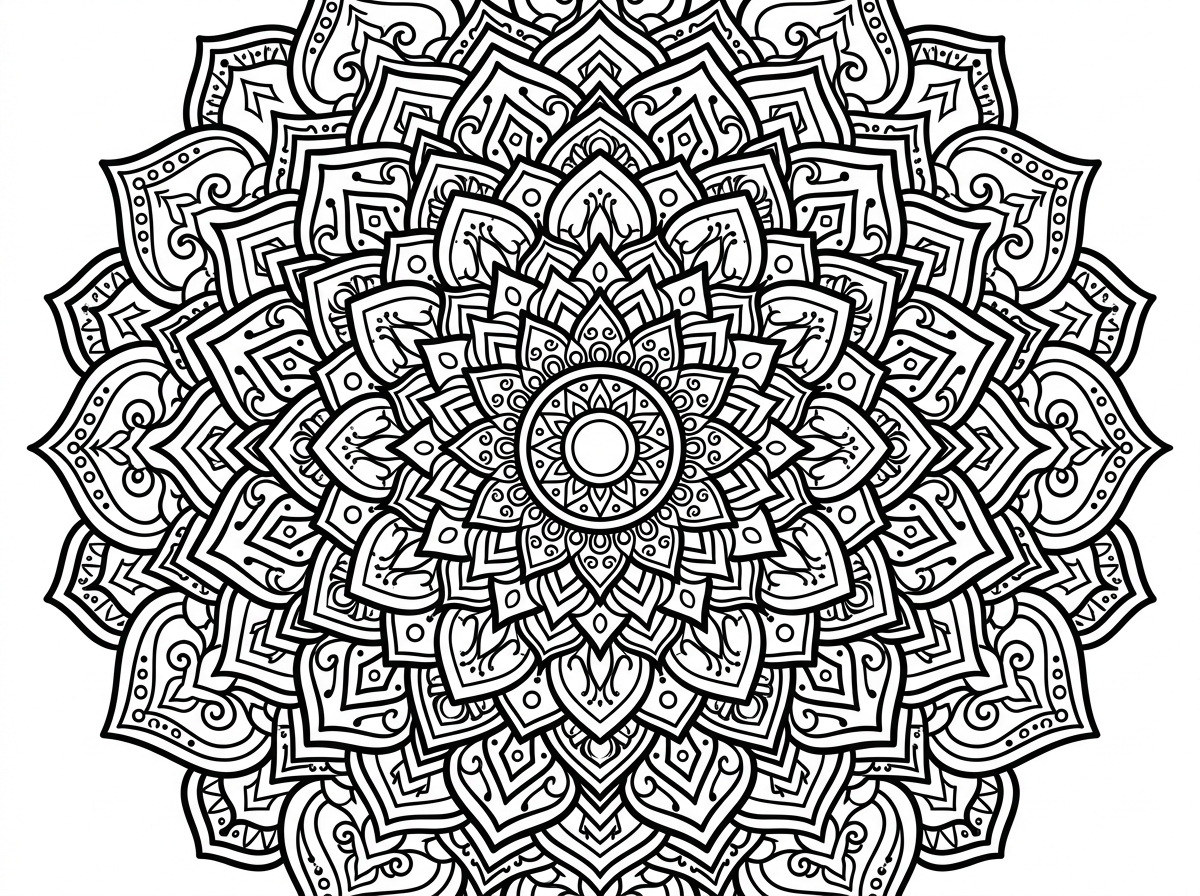 Intricate mandala coloring page design