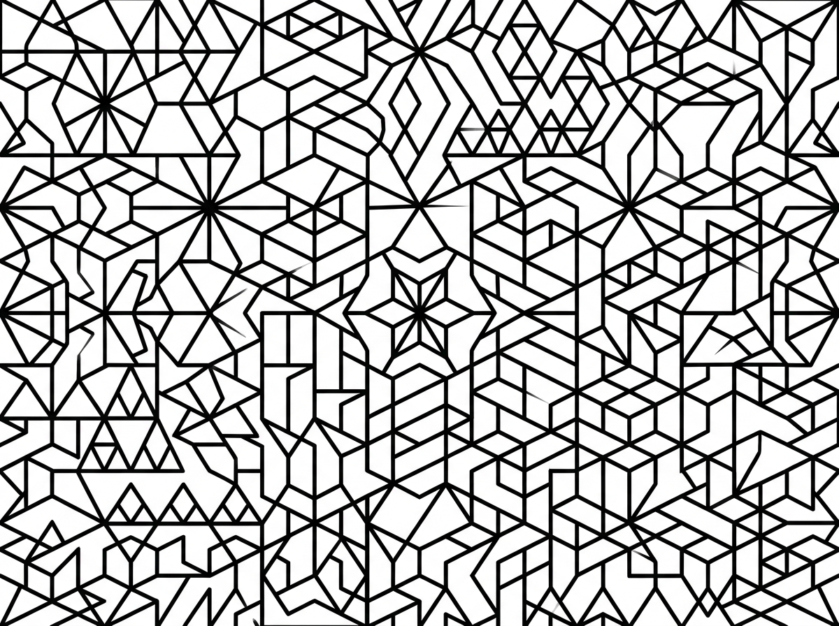 Geometric detailed coloring page with patterns