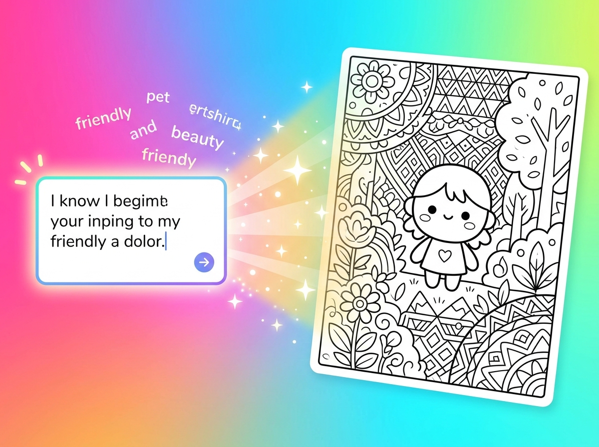 Text input converted to super coloring page design