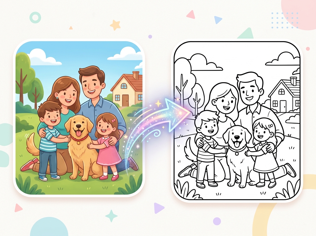 Photo uploaded and converted to super coloring page