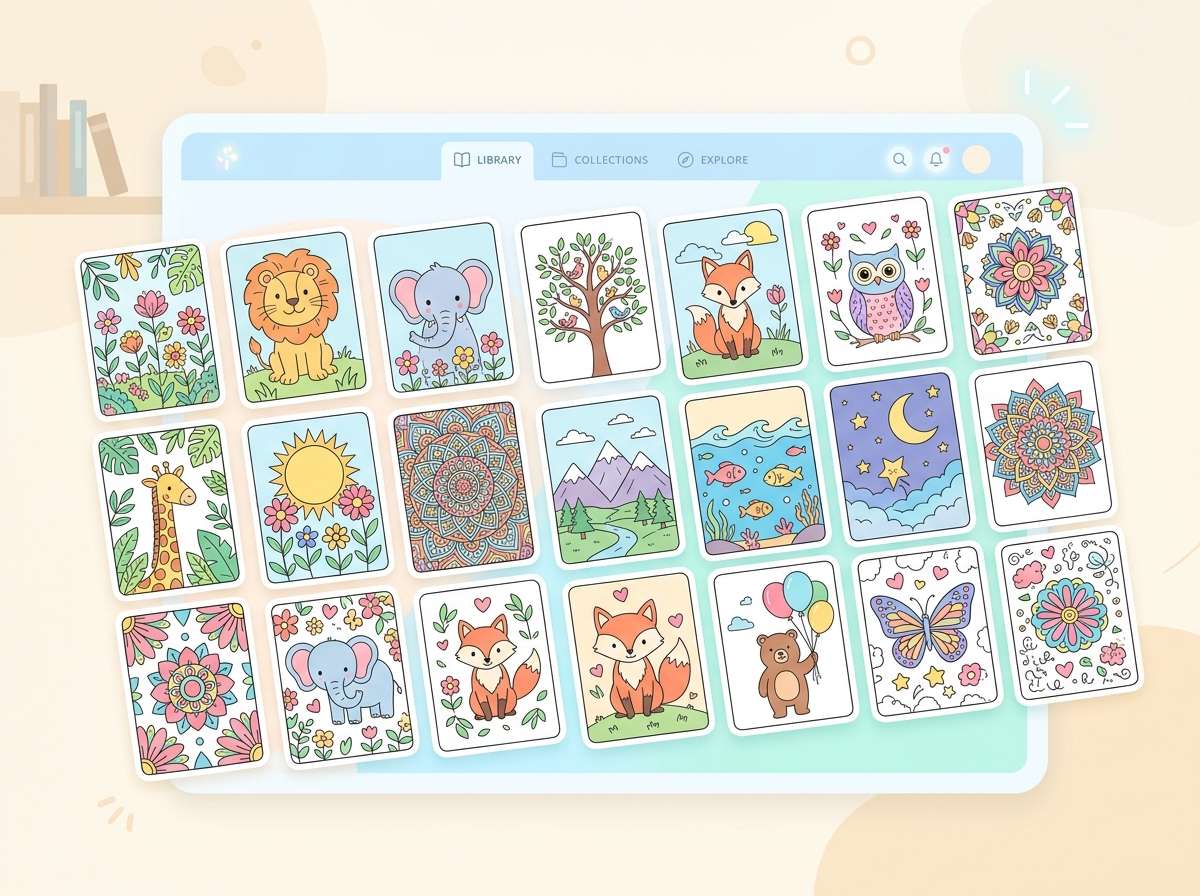 Free coloring pages library with multiple designs