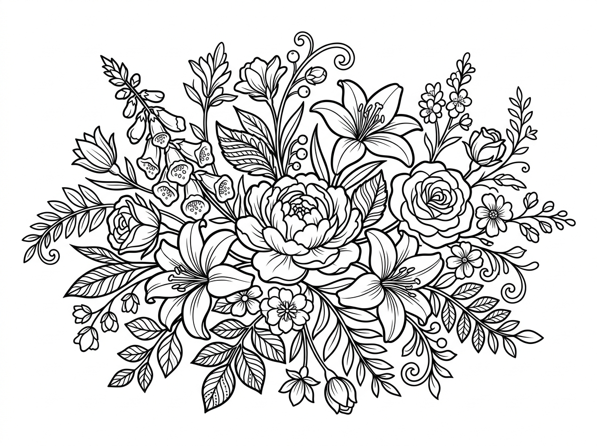 Floral design coloring page
