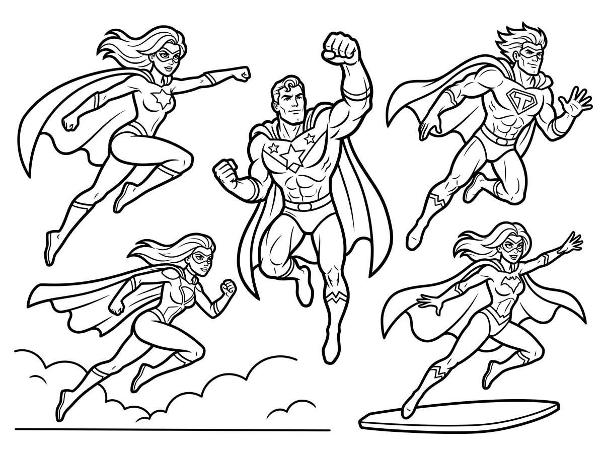 Superhero cartoon coloring page