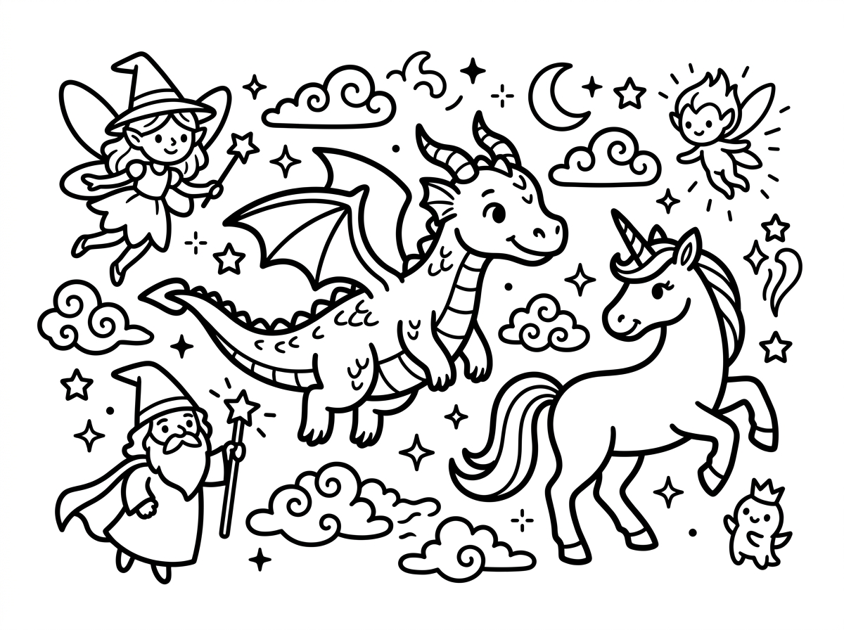 Fantasy creature coloring page