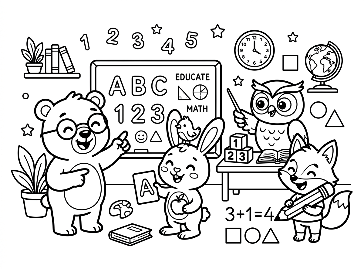 Educational cartoon coloring page