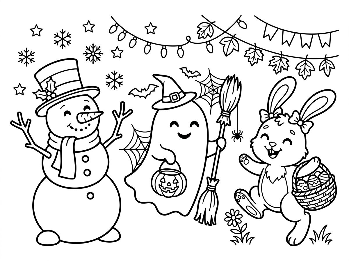 Holiday cartoon coloring page
