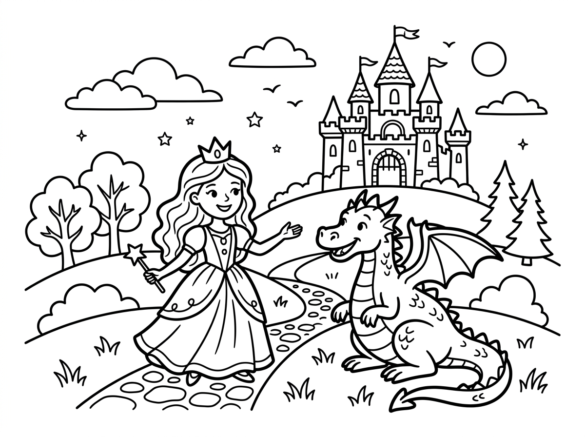 Fantasy coloring page design