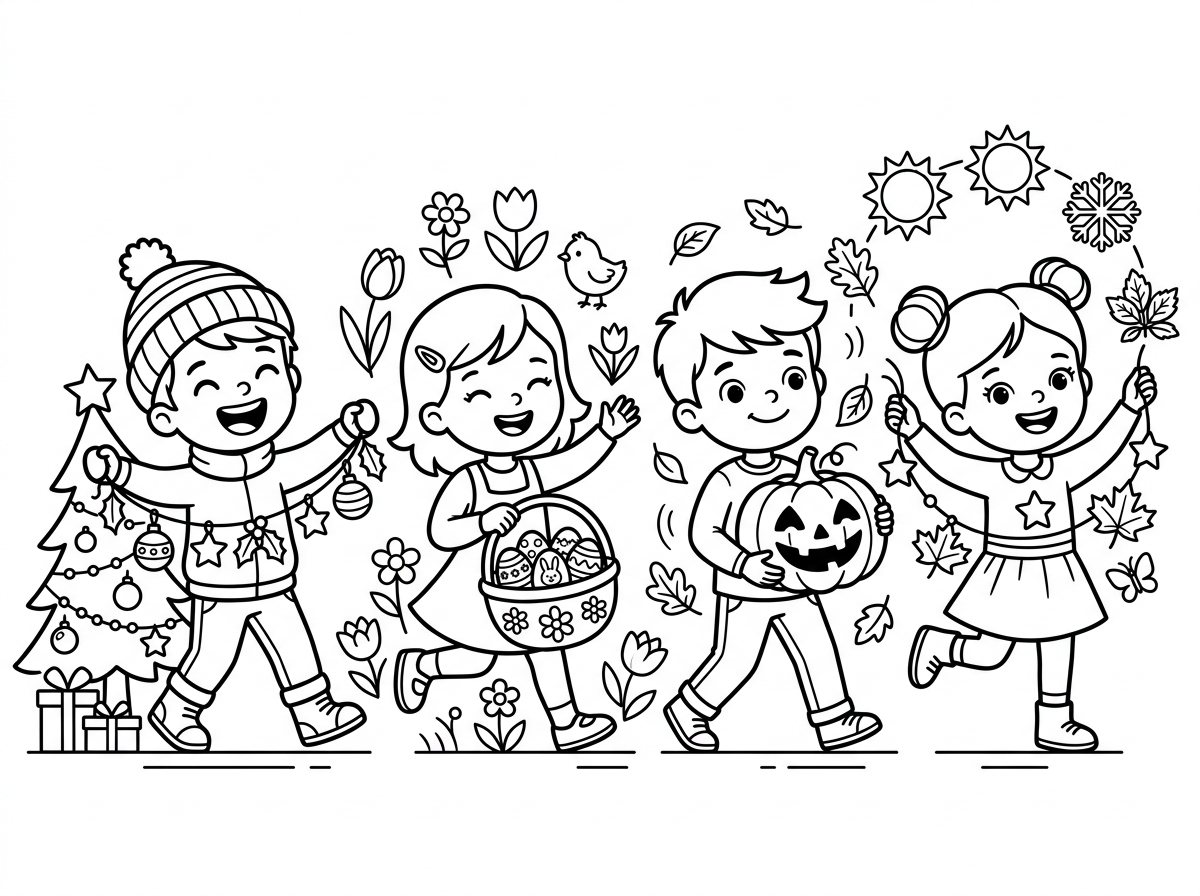 Holiday coloring page template