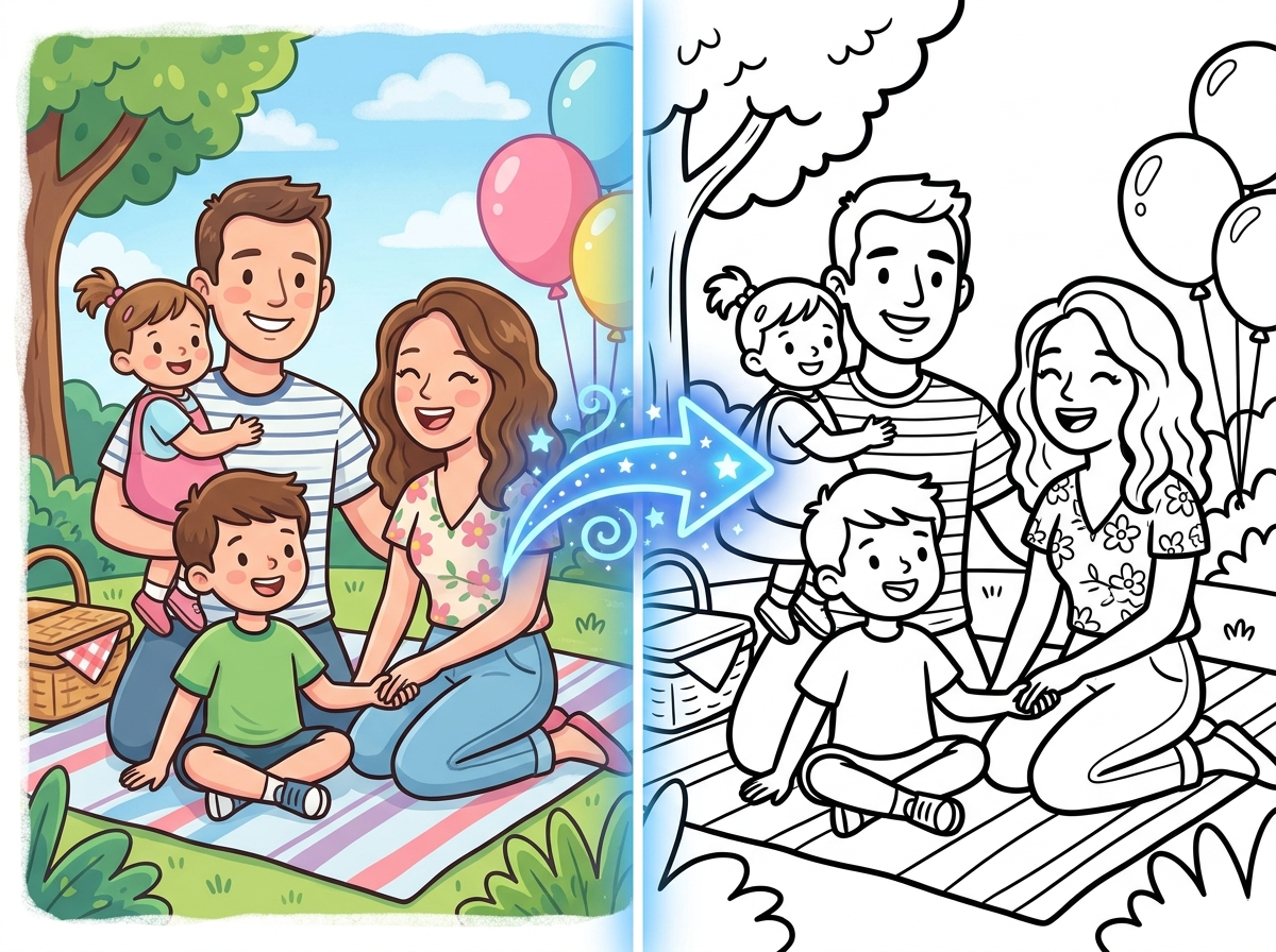 Photo conversion to coloring page