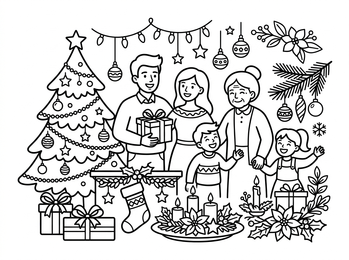 Seasonal celebration coloring page theme