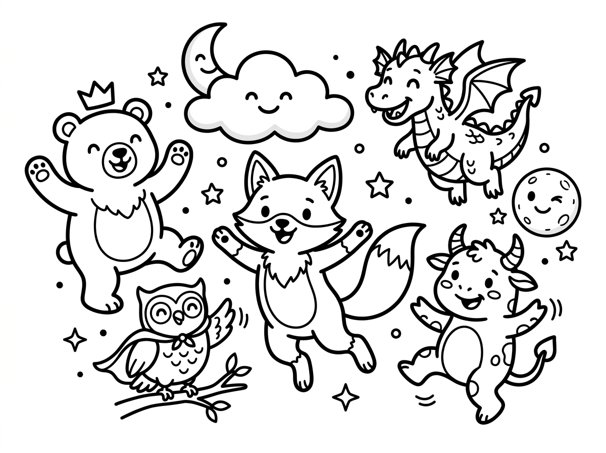 Character cartoon coloring page illustration