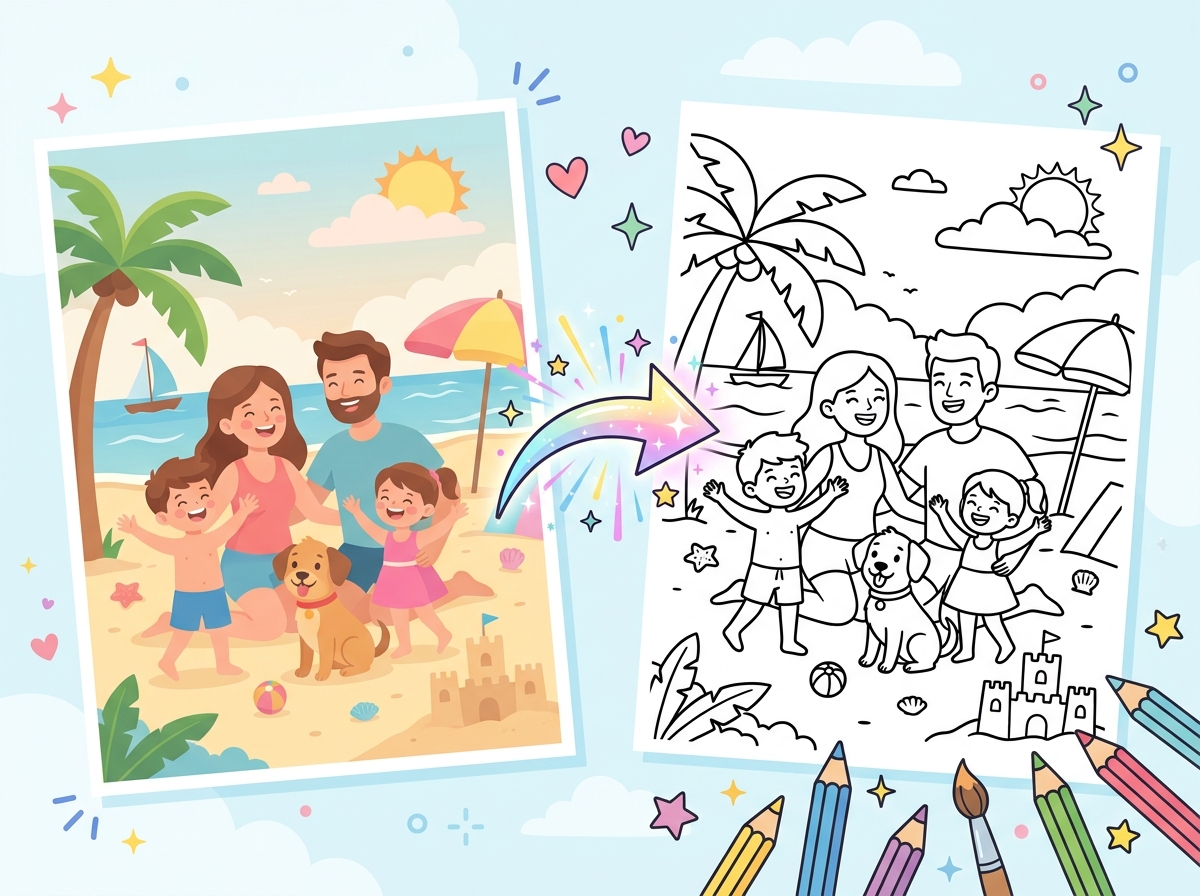 Photo to coloring page conversion feature