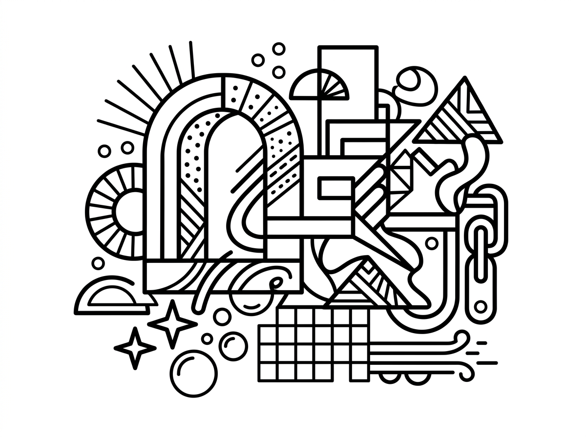 Abstract geometric art coloring page