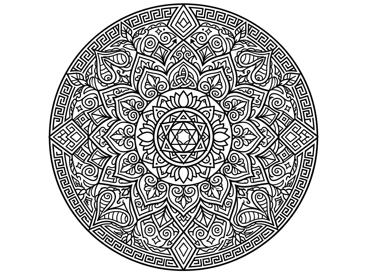 Mandala cultural art coloring page