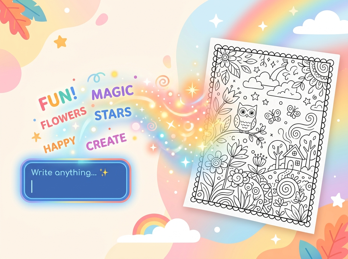 Text prompt to coloring page conversion