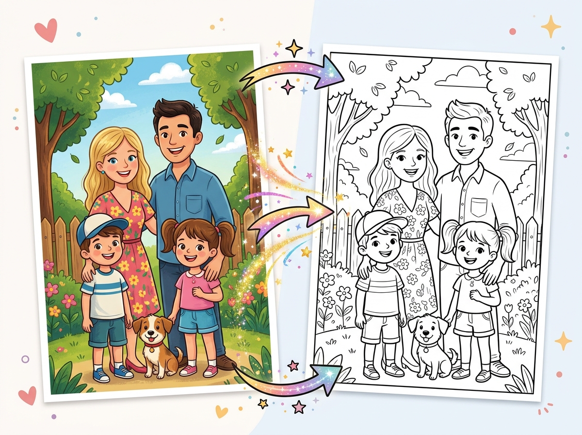 Photo conversion to coloring page