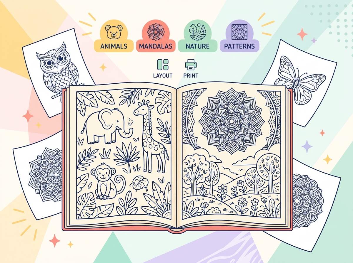 Coloring book collection assembly tool