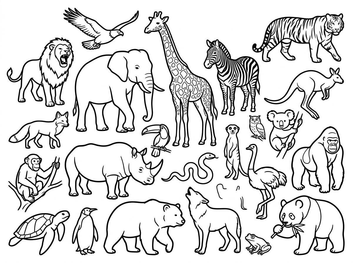 Wildlife animal coloring page illustration