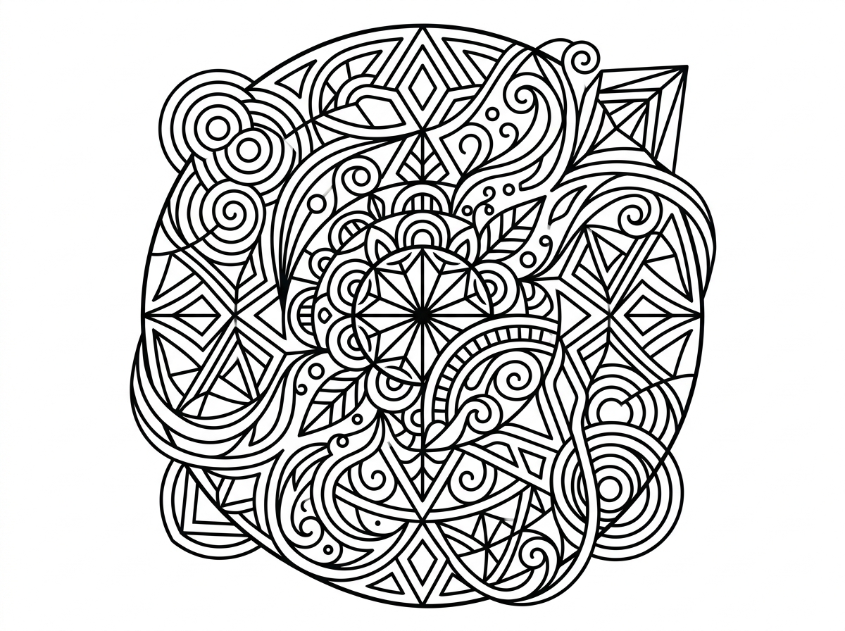 Abstract geometric coloring page pattern
